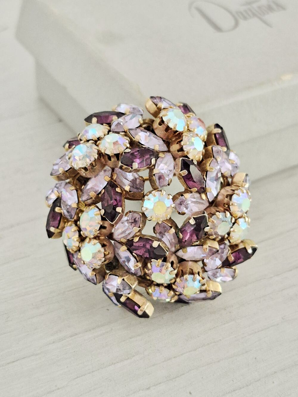 Vintage MCM Schoffel & Co., Austria Signed Purple Dome Brooch